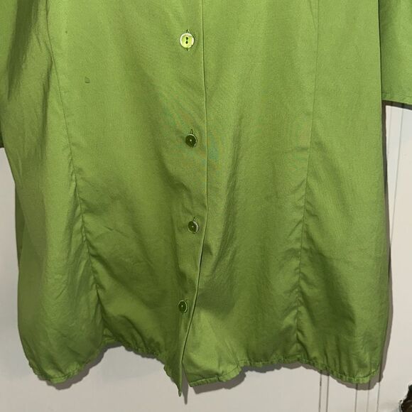 Ellen Tracy Green  3/4 Sleeve Button Down Cotton/Nylon/Spandex Shirt - Picture 4 of 12